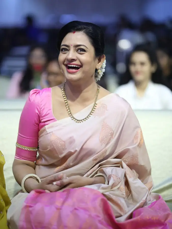 Indian Actress Indraja Images in Pink Colour Saree